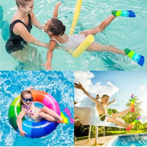 Kids Swim Fins,Comfortable Silicone Flippers for Swimming Beginners Kids 6.5-7.5 - Picture 3 of 5